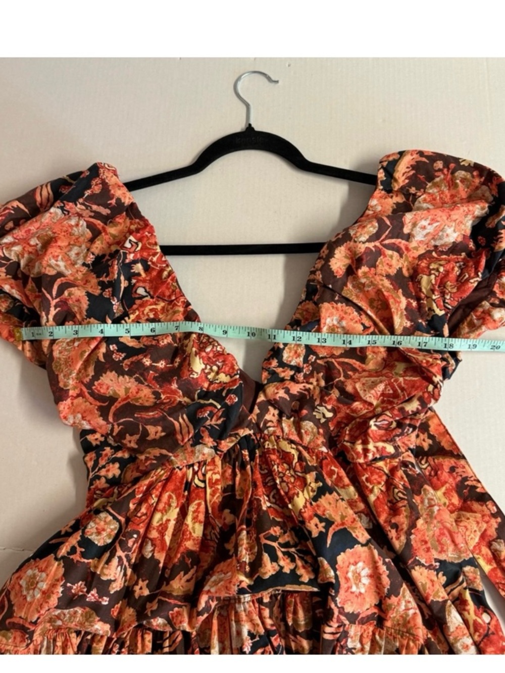 NWT Anthropologie Red and Burnt Orange Floral Midi Dress With Back Tie.Size 10 - Picture 6 of 10
